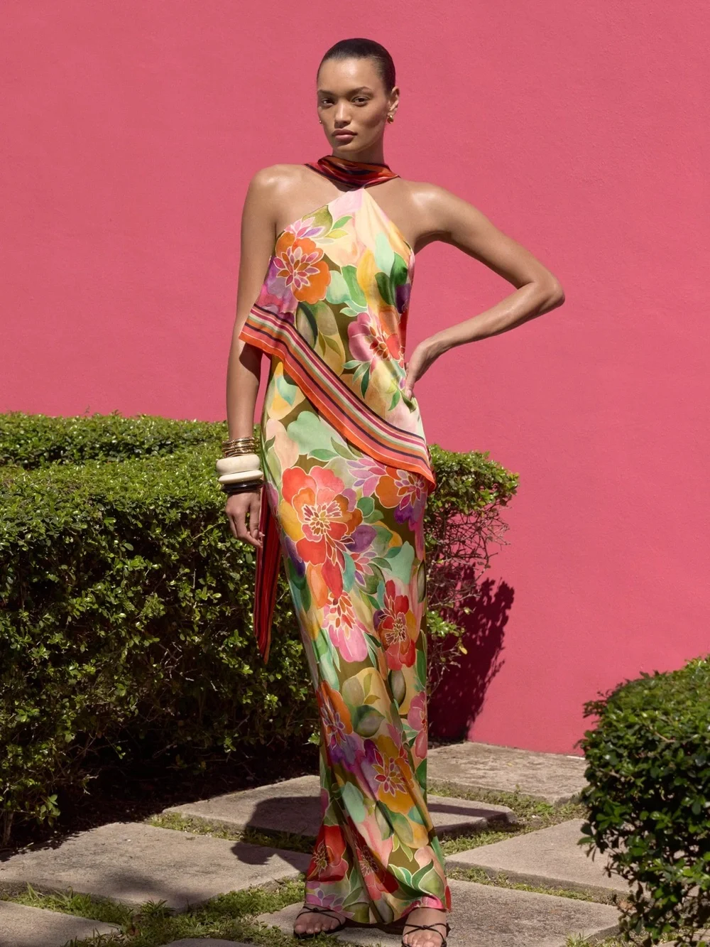 Amanda Uprichard Multicolor Floral Halter Maxi Dress - Picture 5 of 10